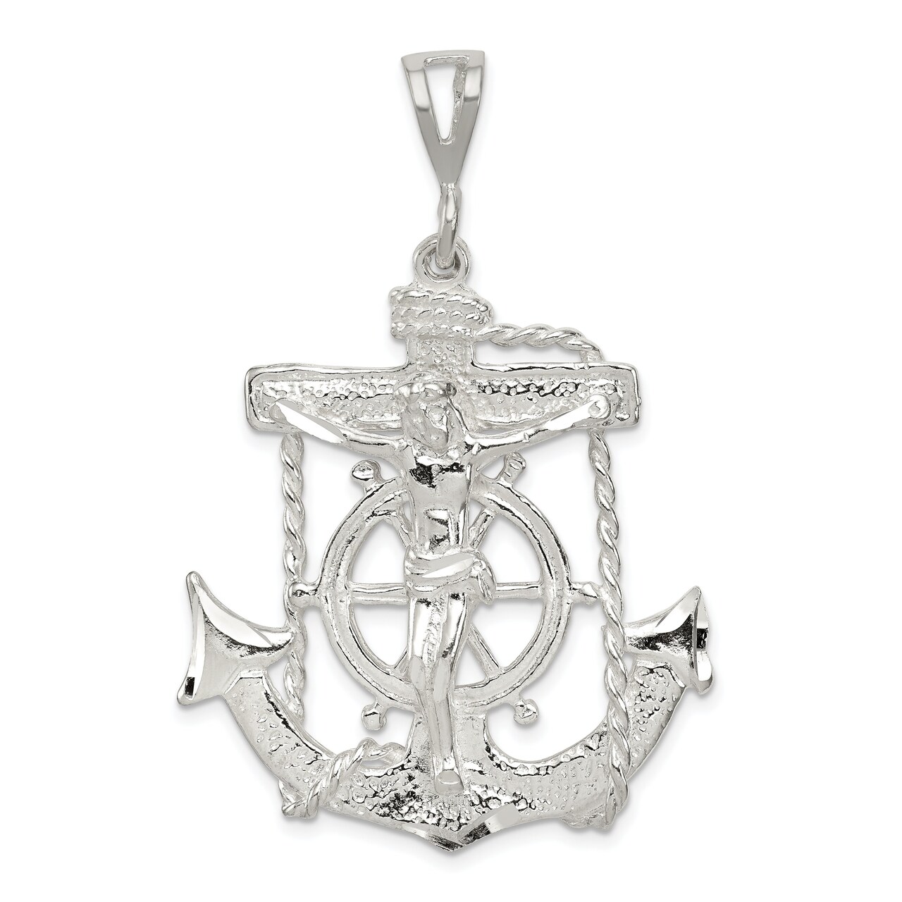 Sterling Silver Mariners Cross Pendant Charm Jewelry 55mm x 34mm